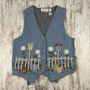 Vintage Women's Studio Collection Women's Spring Garden Teacher Vest Size L
